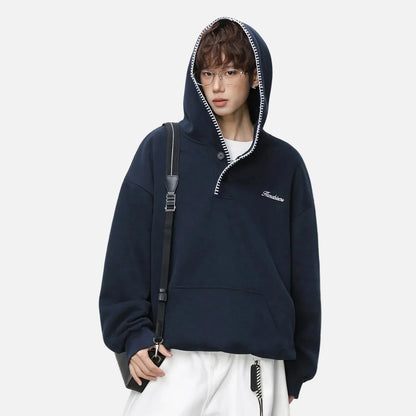 Streetwear Hip Hop Heavyweight Half Breasted Hoodie