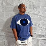 Patchwork Vintage Eye Loose Short Sleeve T-Shirt