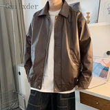 Handsome Retro American Brown Leather Jacket
