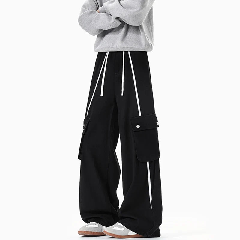 Drawstring Retro Elastic Cargo Jeans