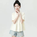 Women Japanes Style Sweet Summer Korean Loose Puff Shirt