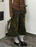 Streetwear Camouflage High Waist Wide Leg Jorts