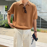 Classic Comfort Vintage Knitted Polo Casual T-Shirt