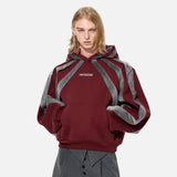 Y2K Breathable Flannel Stripe Patchwork Hoodie