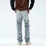 Rugged Look Gradient Blue Loose Straight Jeans