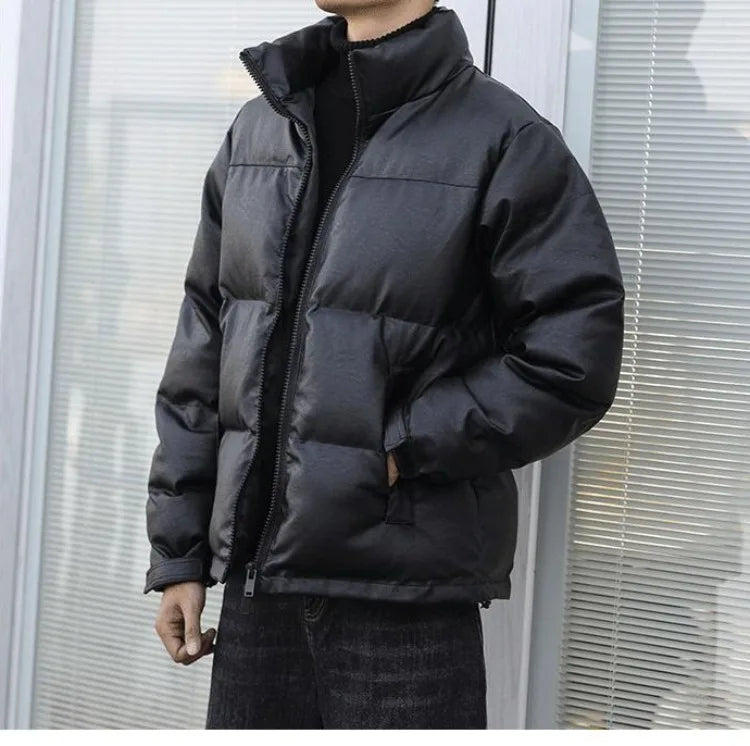 Men Black Winter Parka Padded Casual Jacket