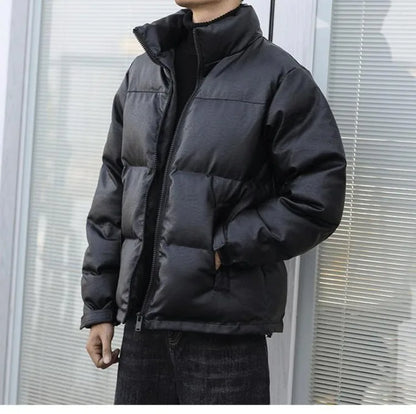 Men Black Winter Parka Padded Casual Jacket
