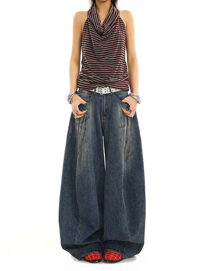 Vintage Oversize Style Blue Boyfriend Jeans