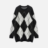 Cozy O-Neck Collar Argyle Knit Sweater
