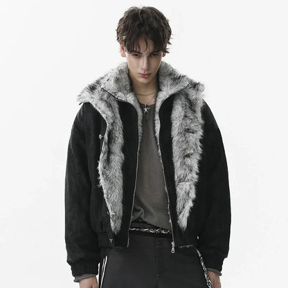Streetwear Winter Vintage Fur Thicken Parkas Jacket