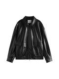 Women Black Casual Loose Leather Jacket
