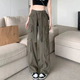 Wide-leg Belt Cargo Pants