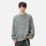 Chunky Mohair Cable Solid Color Knit Sweater