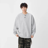 Casual Stand Collar Button Detail Sweatshirt