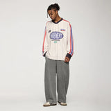 Model wearing the gray Wide-Leg Washed Vintage Pants 