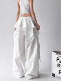 Contrasting Color Patchwork Lace Wide Pants