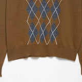 Effortless Argyle Plaid Knitted Polo Sweater