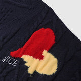 Abstract Patch Cable Knit Sweater