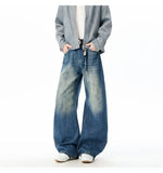Durable Contrast Color Curved Knife Wide-Leg Jeans