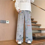 Streetwear American Graffiti Printed Casual Wide Pants