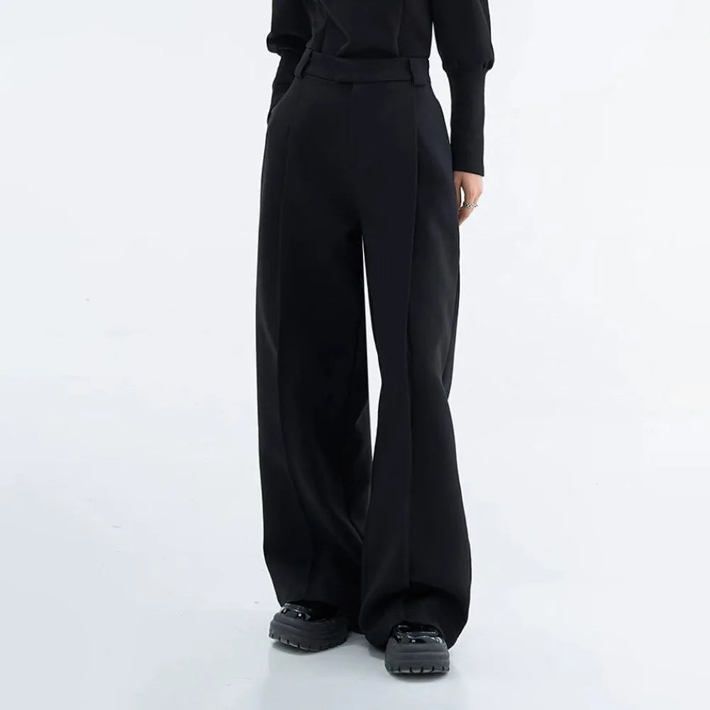 Solid Color Pleated Drape Trousers Bottoms