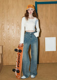 Durable Y2K Beaded High Waist Flare Jeans