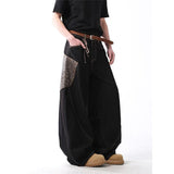 Vintage Patchwork Leopard Washed Baggy Jeans