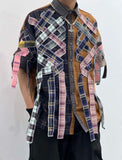 Summer Plaid Patchwork Tassel Loose Shirt