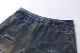 Durable Ripped Fake Two Piece Wide Leg Jeans