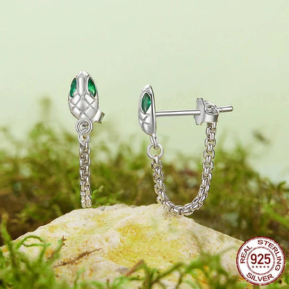 Unique Sterling Silver Snake Tassel Earrings