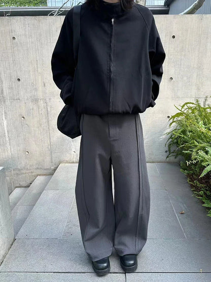 Chic Wide Leg Pleats Black Pants