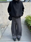 Chic Wide Leg Pleats Black Pants