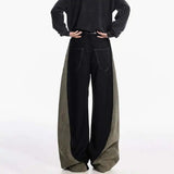 Elegant Black Contrast Loose Fit Jeans