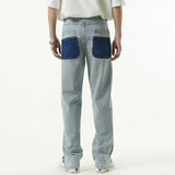 Butterfly Snake Embroidery Straight Denim Pants