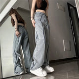 High Waisted Panelled Straight Leg Jeans