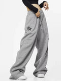 Embroidered Star Loose High Waist Sweatpants