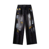 Graffiti Color Printed Cool Distressed Jeans
