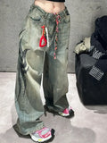 Blue Wash Gothic Print High Jeans