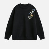 Oversized Floral Embroidered Knit Sweater