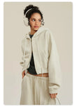 Women's Fleece Zip-up Cropped Hoodie