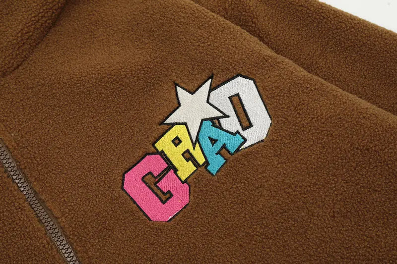Loose Sleepy Bear Ears Fleece Jacket