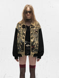 Streetwear Flexible Graffiti Patchwork Denim Jacket