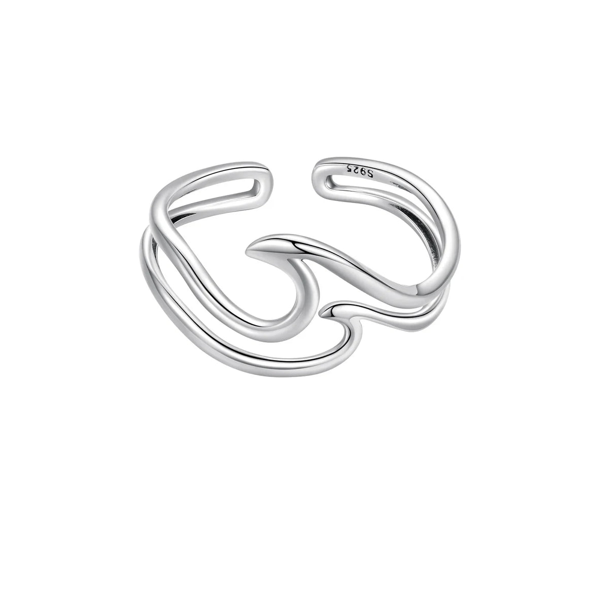 Minimalist Sterling Silver Ocean Wave Ring