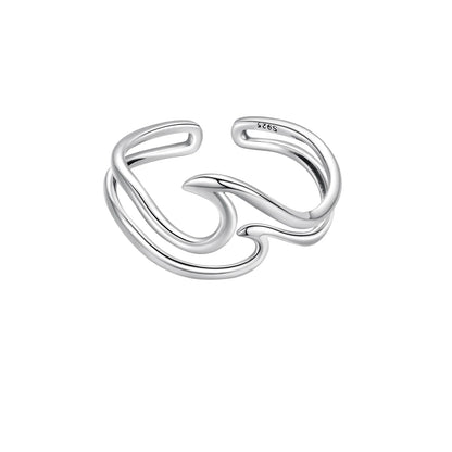 Minimalist Sterling Silver Ocean Wave Ring
