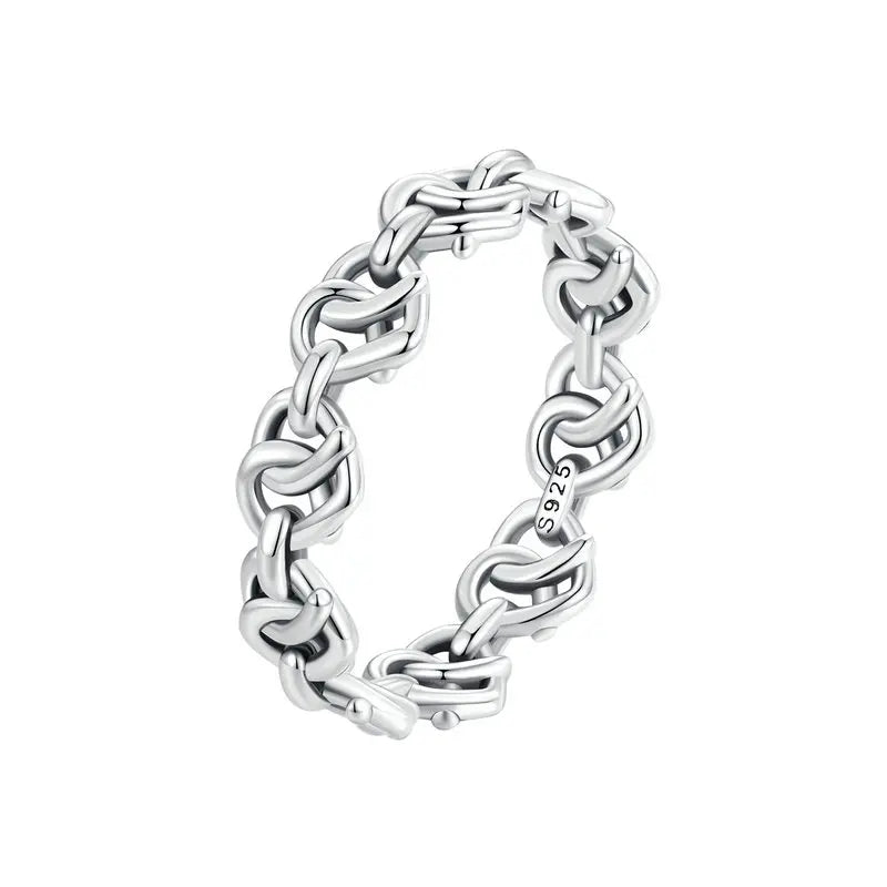 Interlocked Heart Chain Platinum Ring