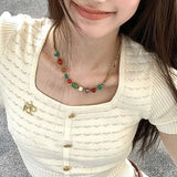 Aesthetic Vibrant Crystal Beaded Necklace