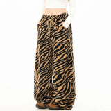 Breathable Leopard Print Drawstring Fleece Sweatpants