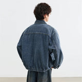 American Style Zipper Turn Down Collar Denim Jacket