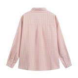Stylish Plaid Long Sleeve Blouse Shirt