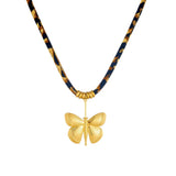 Golden Exaggerated Butterfly Leopard Print Necklace